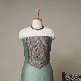 Bagh Hand Block Print Natural Dyed Chanderi Silk 3pc Unstitched Dress Material Suit Set 30