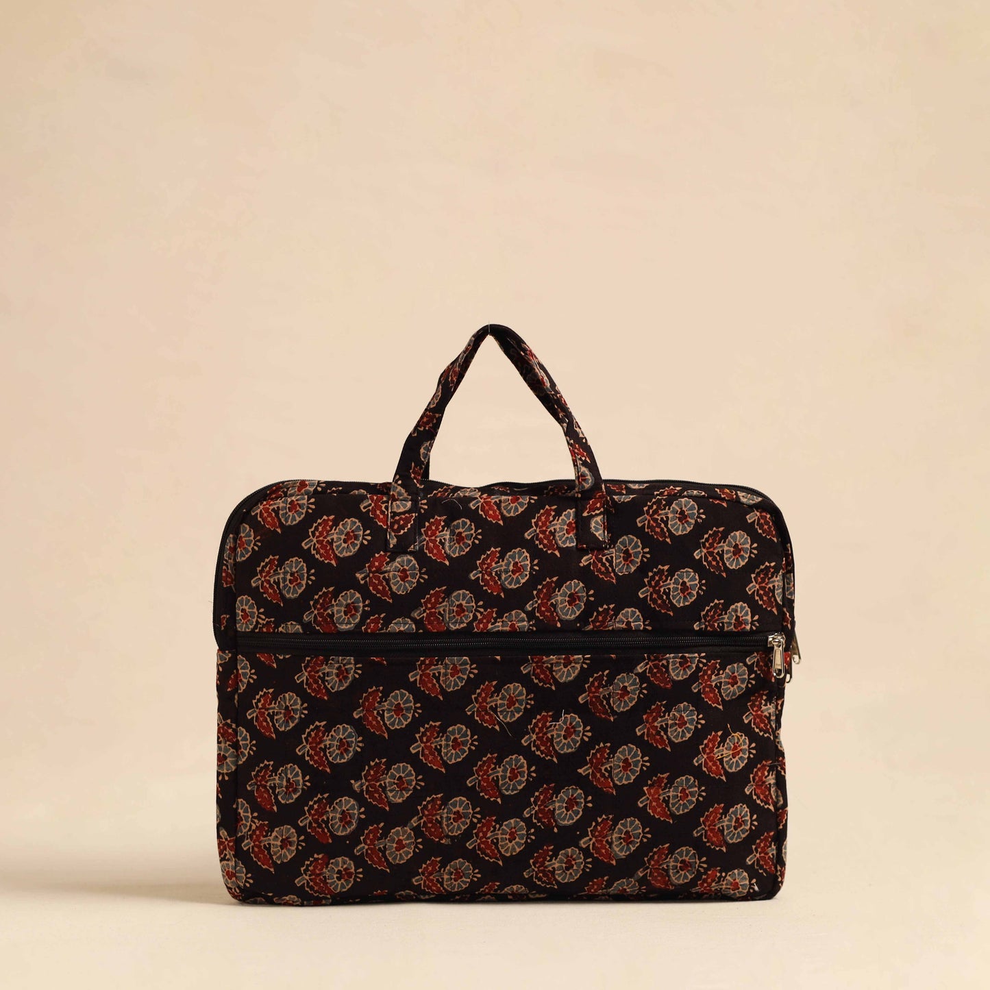 Black - Handmade Quilted Cotton Laptop Bag 16