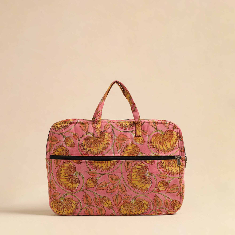 Pink - Handmade Quilted Cotton Laptop Bag 22