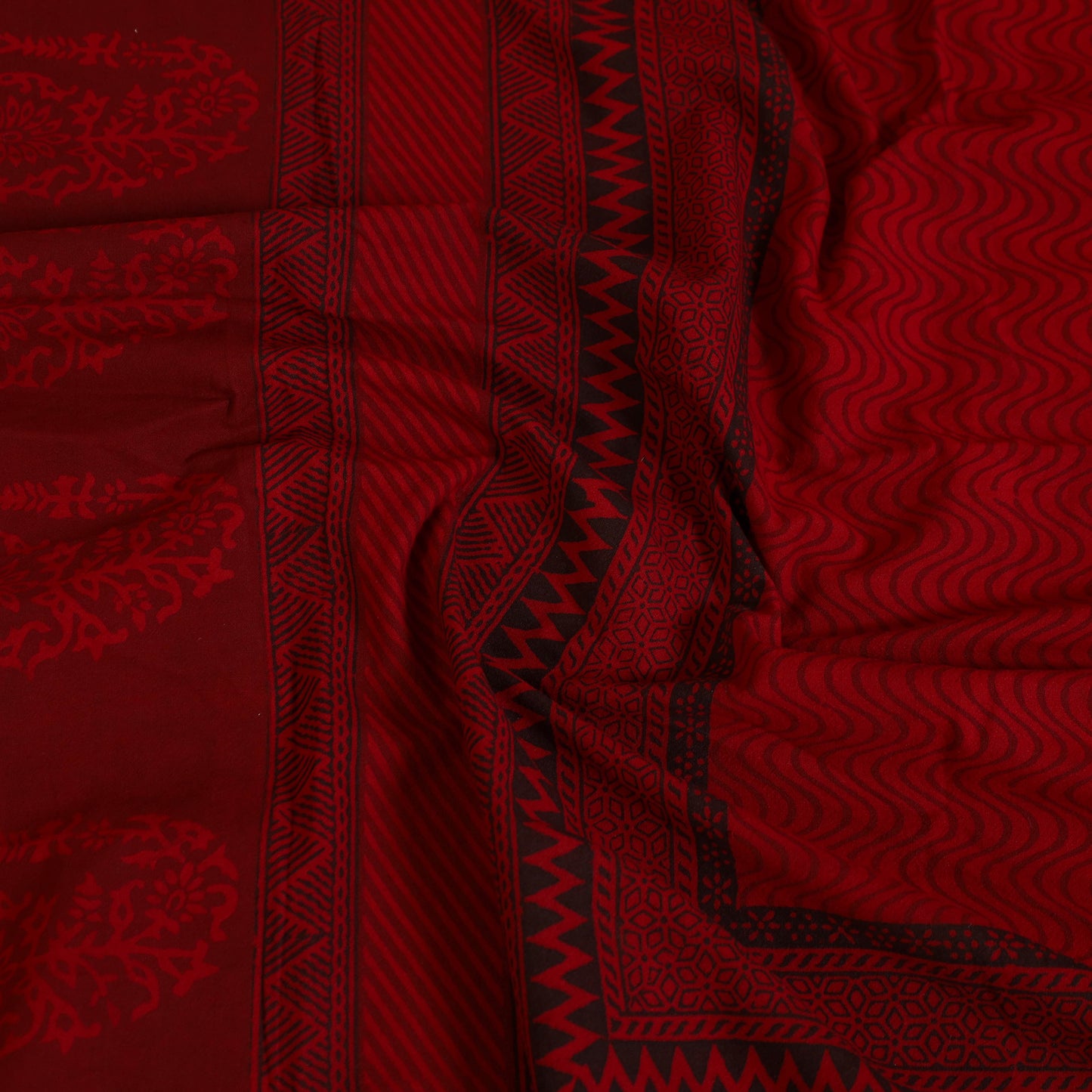 Red - Block Print Cotton Bagh Double Bed Sheet (108 x 90 in) 02