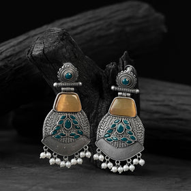 Yellow - saanjh bela blossom oxidised earrings - handcrafted