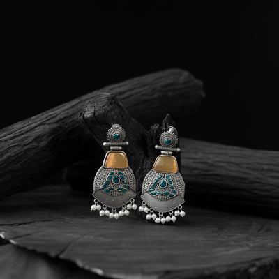 Yellow - saanjh bela blossom oxidised earrings - handcrafted
