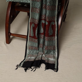 Bagh Hand Block Print Natural Dyed Chanderi Silk 3pc Unstitched Dress Material Suit Set 31