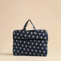 Blue - Handmade Quilted Cotton Laptop Bag 14