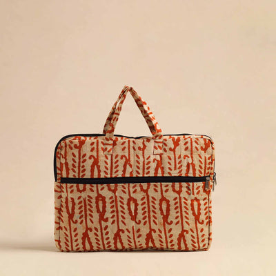 Orange - Handmade Quilted Cotton Laptop Bag 23