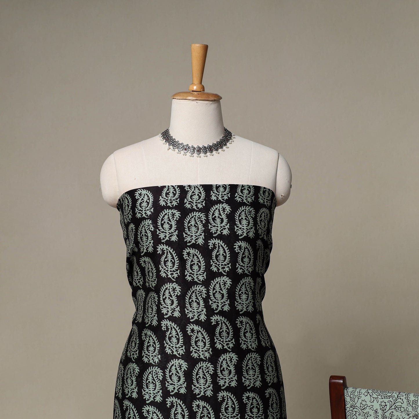 Bagh Hand Block Print Natural Dyed Chanderi Silk 3pc Unstitched Dress Material Suit Set 34