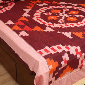 Maroon - Pochampally Ikat Cotton Double Bedsheet Set (108 x 90 in) 20