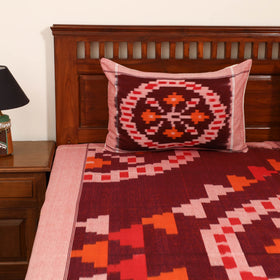 Maroon - Pochampally Ikat Cotton Double Bedsheet Set (108 x 90 in) 20