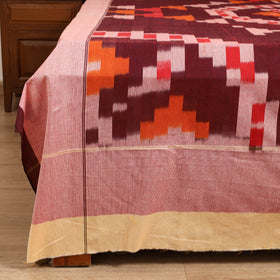 Maroon - Pochampally Ikat Cotton Double Bedsheet Set (108 x 90 in) 20