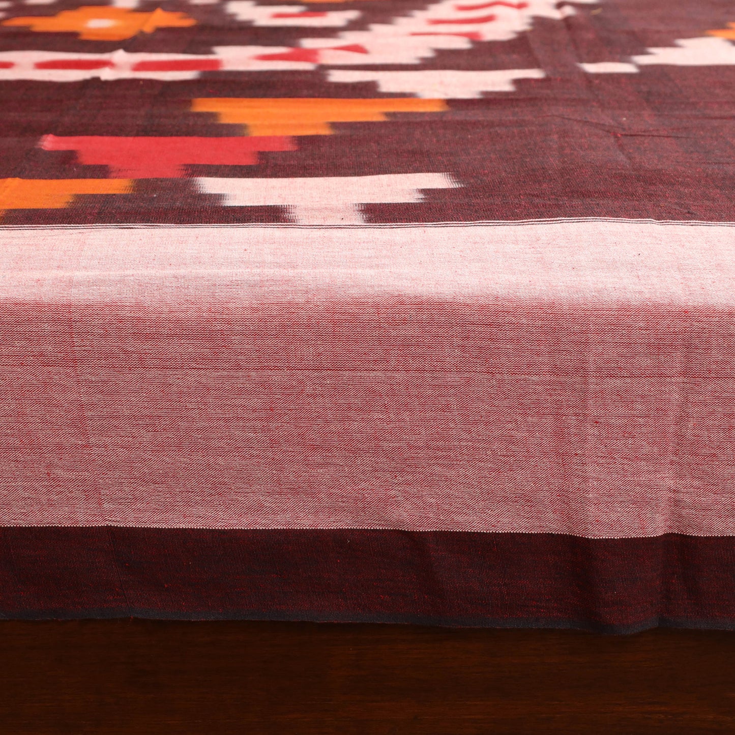 Maroon - Pochampally Ikat Cotton Double Bedsheet Set (108 x 90 in) 20
