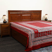 Red - Block Print Cotton Bagh Double Bed Sheet (108 x 90 in) 07