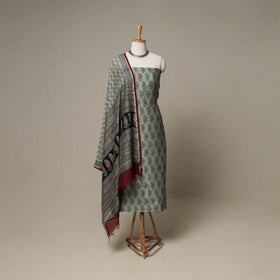 Bagh Hand Block Print Natural Dyed Chanderi Silk 3pc Unstitched Dress Material Suit Set 35