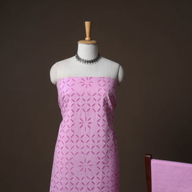 Applique Cutwork Cotton Unstitched Dress Material: Kurta, Bottom & Dupatta 31