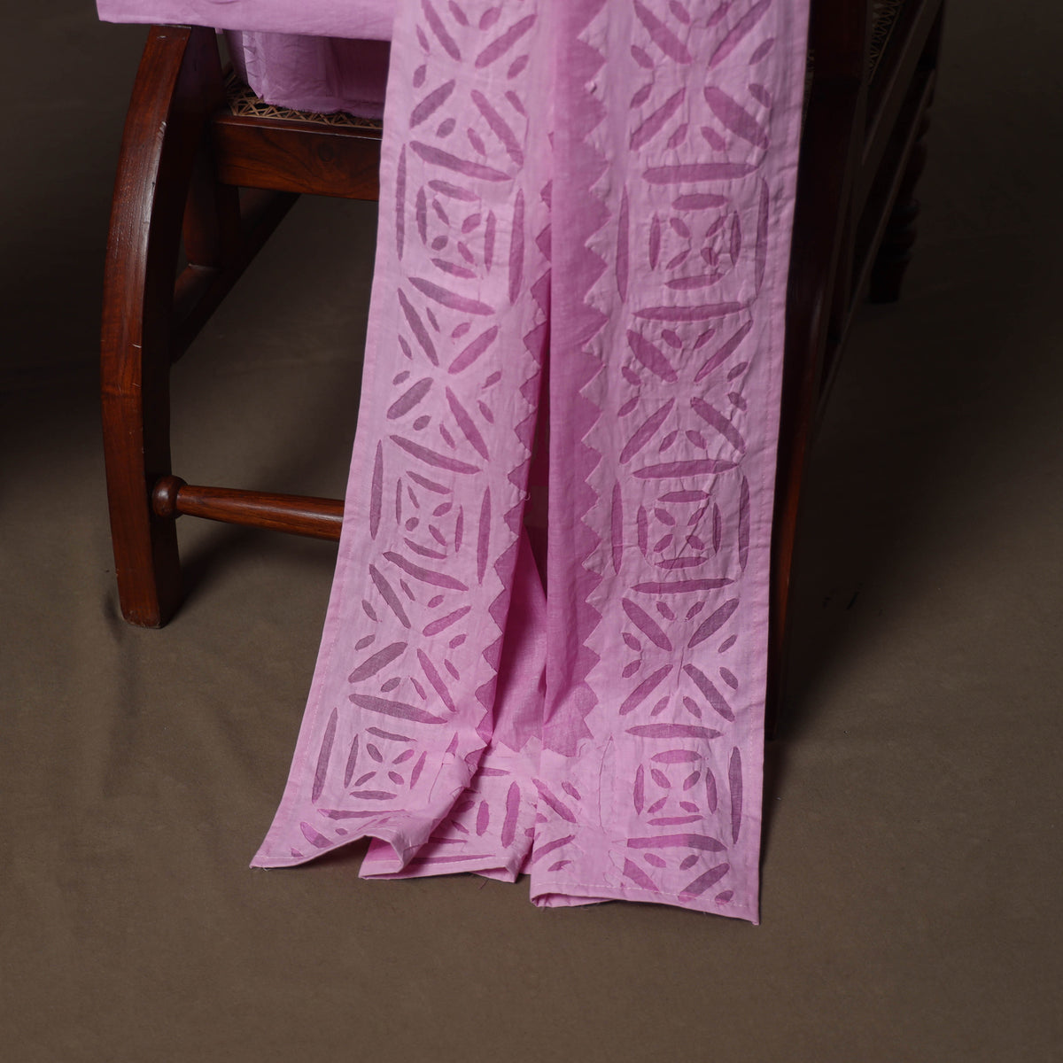 Applique Cutwork Cotton Unstitched Dress Material: Kurta, Bottom & Dupatta 31