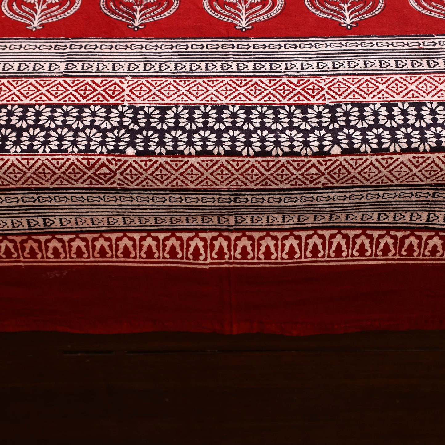 Red - Block Print Cotton Bagh Double Bed Sheet (108 x 90 in) 07