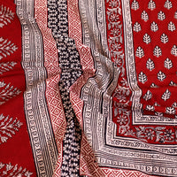 Red - Block Print Cotton Bagh Double Bed Sheet (108 x 90 in) 07