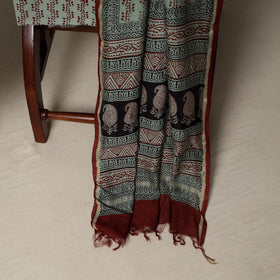 Bagh Hand Block Print Natural Dyed Chanderi Silk 3pc Unstitched Dress Material Suit Set 35