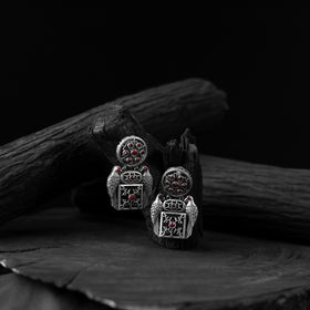 Red - saanjh bela bird oxidised earrings - handcrafted