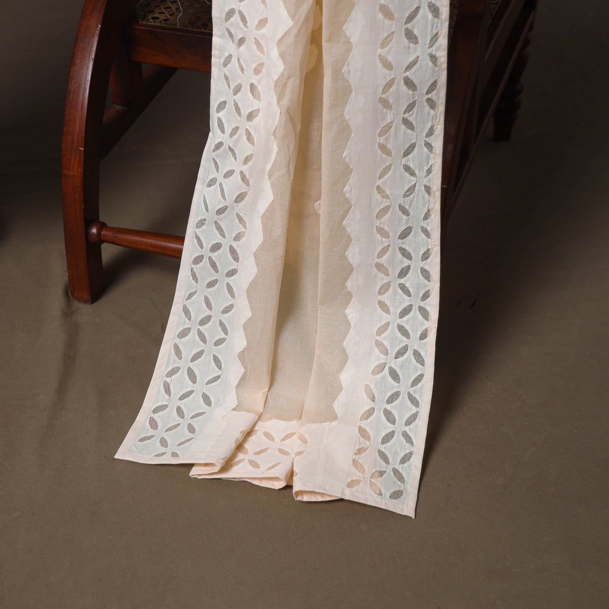 Applique Cutwork Cotton Unstitched Dress Material: Kurta, Bottom & Dupatta 32