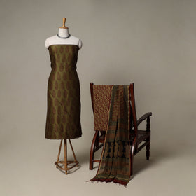 Bagh Hand Block Print Natural Dyed Chanderi Silk 3pc Unstitched Dress Material Suit Set 37