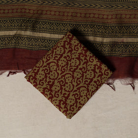 Bagh Hand Block Print Natural Dyed Chanderi Silk 3pc Unstitched Dress Material Suit Set 37