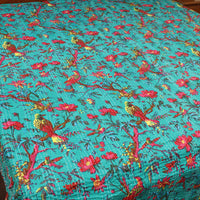 Green - Jaipur Print Double Tagai Kantha Bed Cover 18