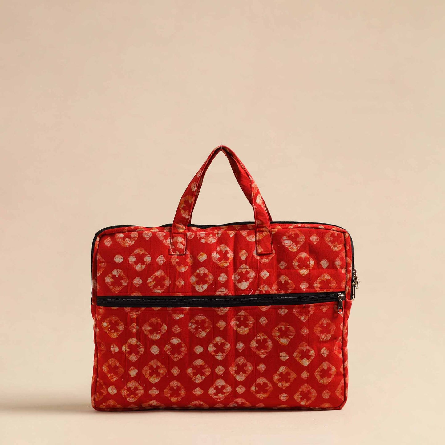 Red - Handmade Quilted Cotton Laptop Bag 12