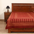 Red - Bagh Hand Block Print Cotton Single Bedsheet (90 x 60 in) 11