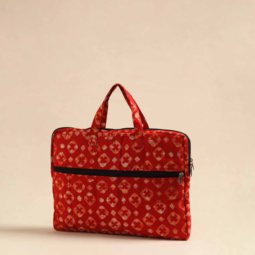 Red - Handmade Quilted Cotton Laptop Bag 12