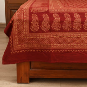 Red - Bagh Hand Block Print Cotton Single Bedsheet (90 x 60 in) 11