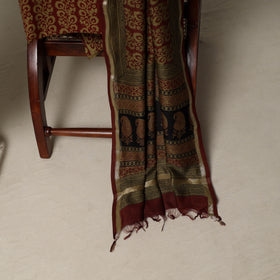 Bagh Hand Block Print Natural Dyed Chanderi Silk 3pc Unstitched Dress Material Suit Set 38