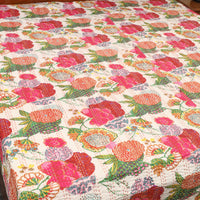 Multicolor - Jaipur Print Double Tagai Kantha Bed Cover 19