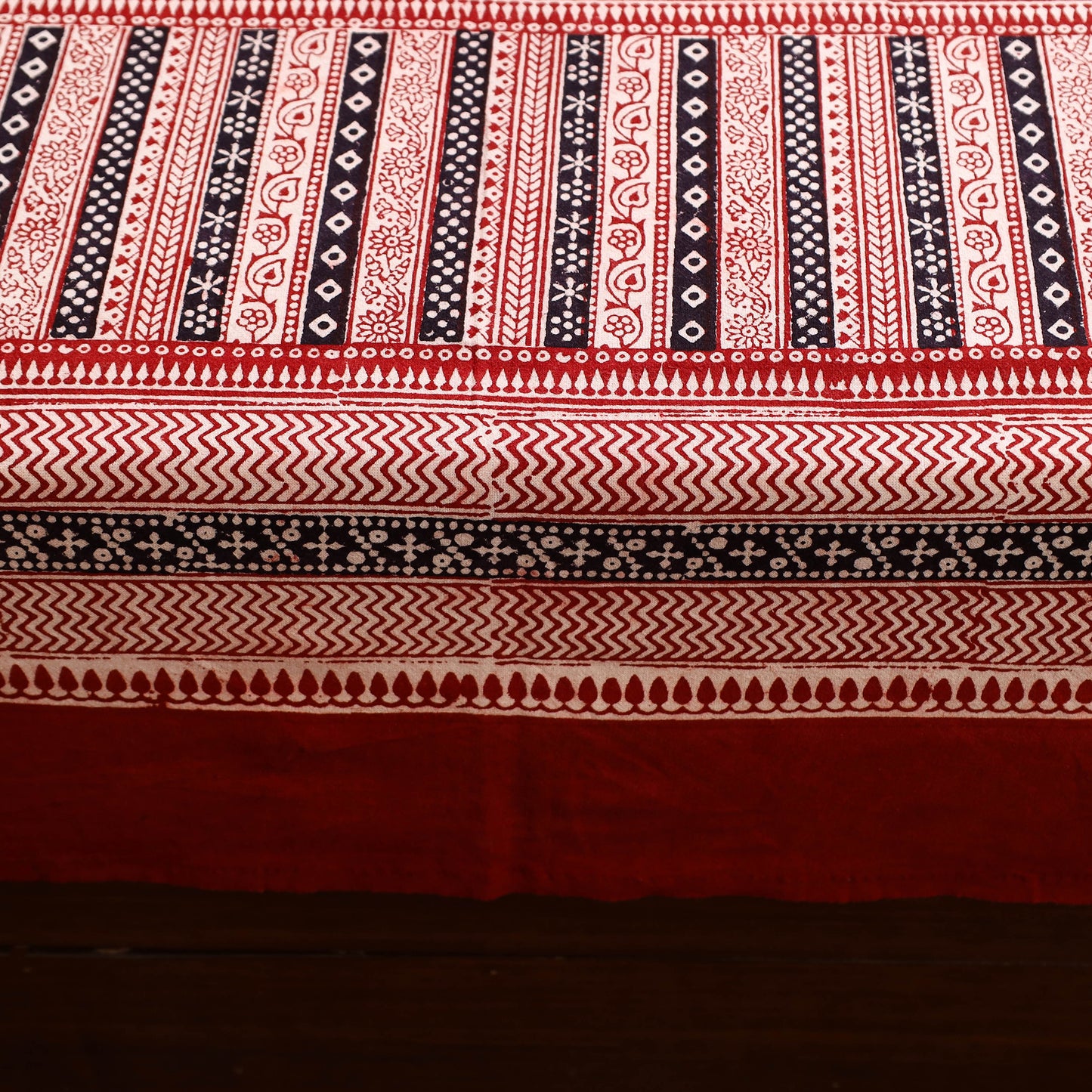 Red - Block Print Cotton Bagh Double Bed Sheet (108 x 90 in) 11