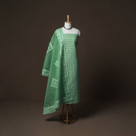 Applique Cutwork Cotton Unstitched Dress Material: Kurta, Bottom & Dupatta 34