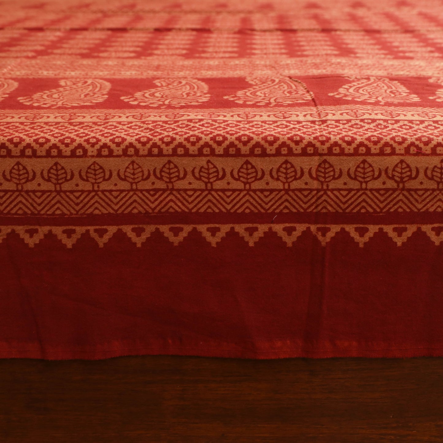 Red - Bagh Hand Block Print Cotton Single Bedsheet (90 x 60 in) 11