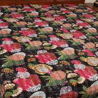 Black - Jaipur Print Double Tagai Kantha Bed Cover 20