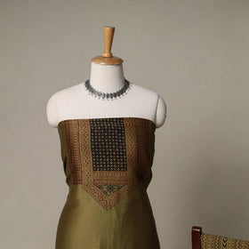 Bagh Hand Block Print Natural Dyed Chanderi Silk 3pc Unstitched Dress Material Suit Set 40
