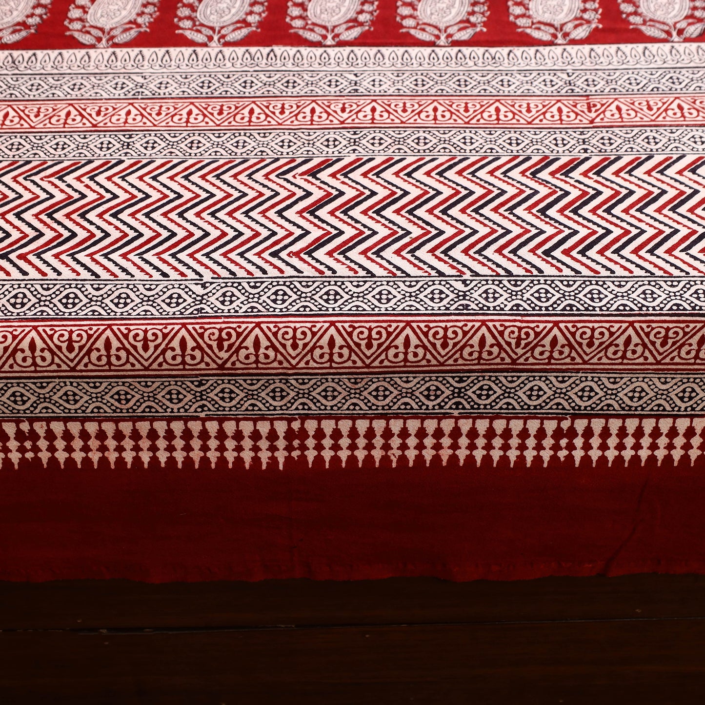 Red - Block Print Cotton Bagh Double Bed Sheet (108 x 90 in) 13