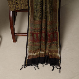 Bagh Hand Block Print Natural Dyed Chanderi Silk 3pc Unstitched Dress Material Suit Set 40