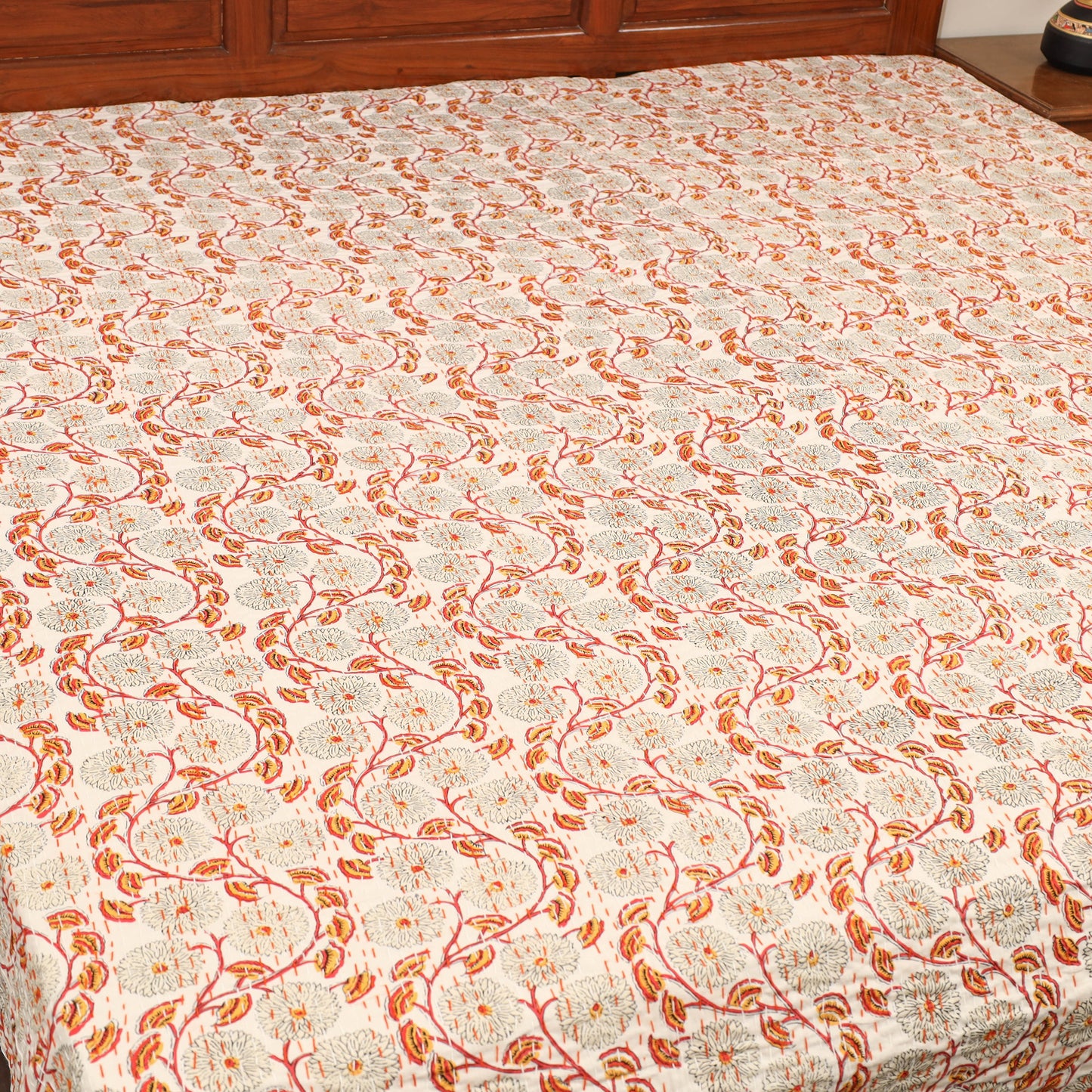 Multicolor - Jaipur Print Double Tagai Kantha Bed Cover 21