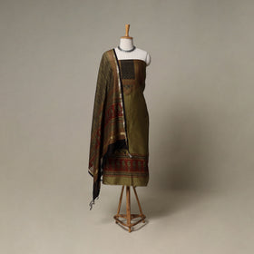 Bagh Hand Block Print Natural Dyed Chanderi Silk 3pc Unstitched Dress Material Suit Set 40