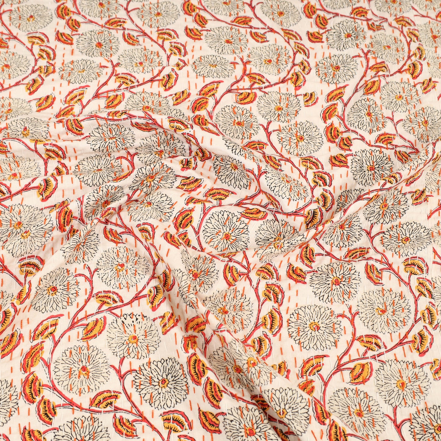 Multicolor - Jaipur Print Double Tagai Kantha Bed Cover 21