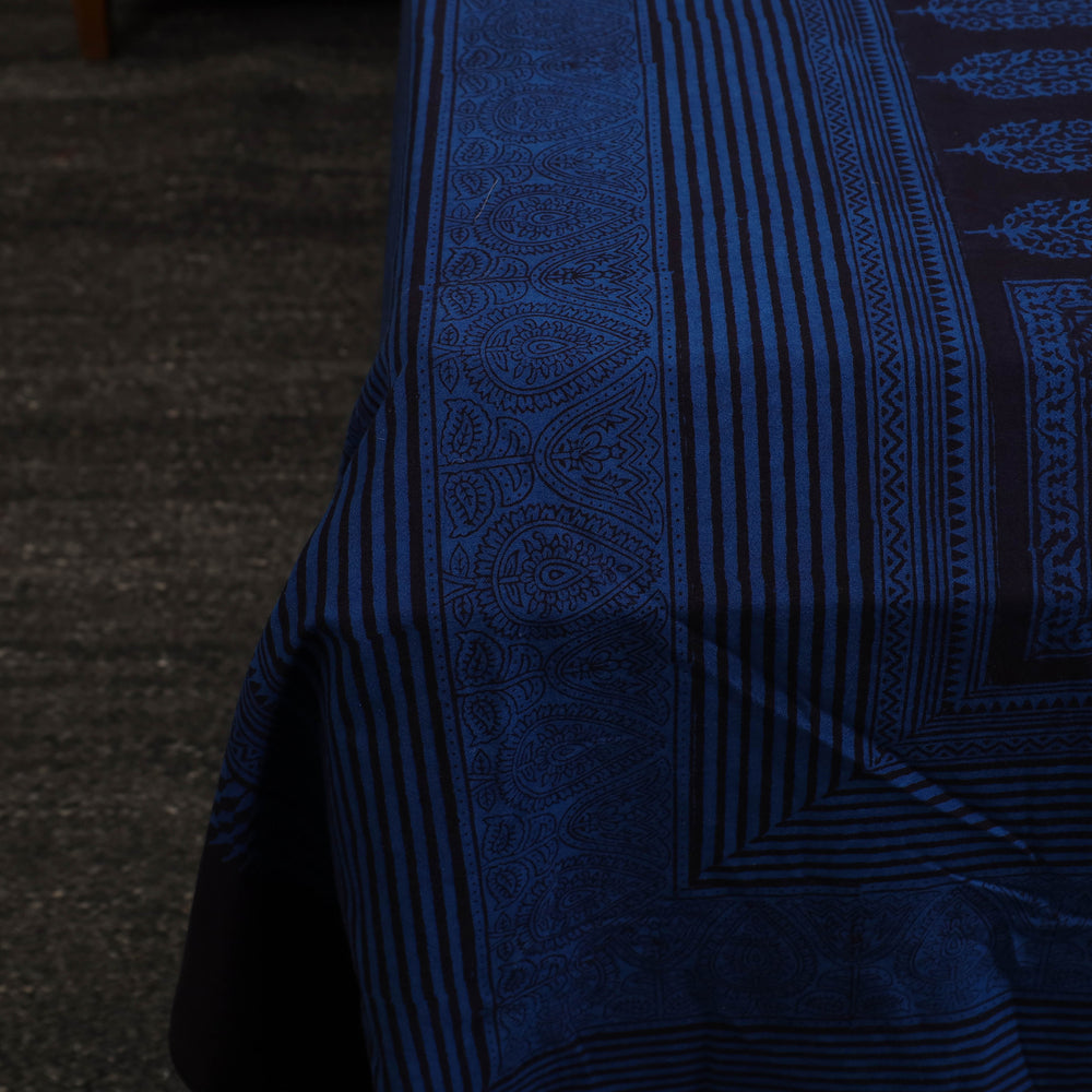 Blue - Block Print Cotton Bagh Double Bed Sheet (108 x 90 in) 14