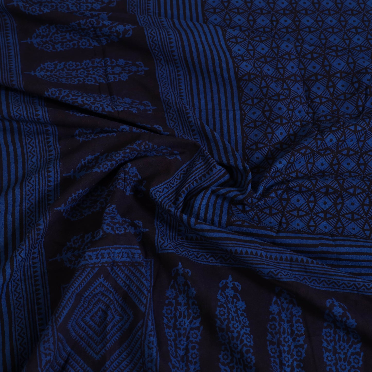 Blue - Block Print Cotton Bagh Double Bed Sheet (108 x 90 in) 14