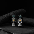 Yellow - saanjh bela flower motif oxidised jhumka earrings