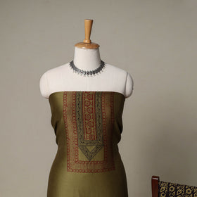 Bagh Hand Block Print Natural Dyed Chanderi Silk 3pc Unstitched Dress Material Suit Set 42