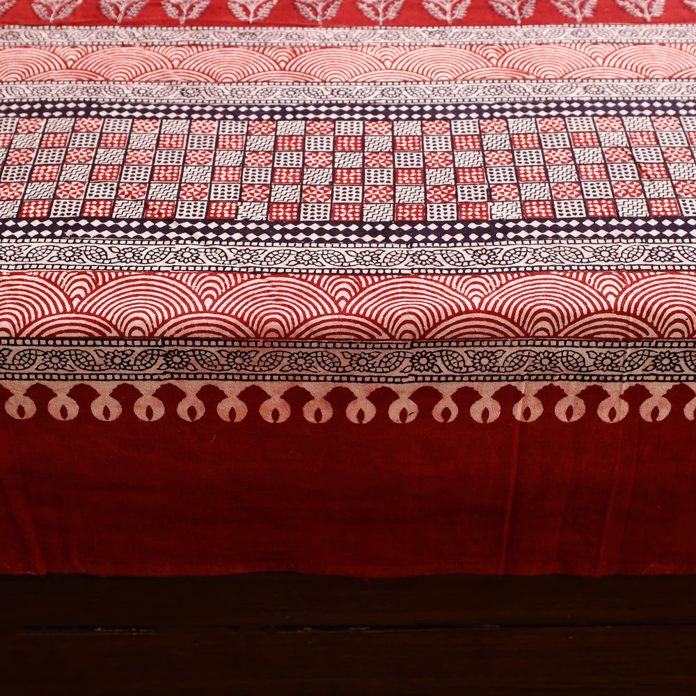 Red - Block Print Cotton Bagh Double Bed Sheet (108 x 90 in) 16