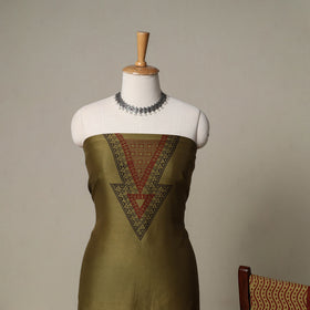 Bagh Hand Block Print Natural Dyed Chanderi Silk 3pc Unstitched Dress Material Suit Set 43