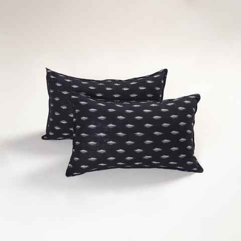 Black - Pochampally Ikat Pillow Covers (Set of 2) 121