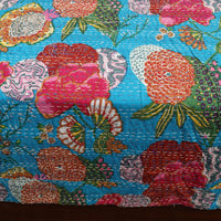 Blue - Jaipur Print Double Tagai Kantha Bed Cover 24